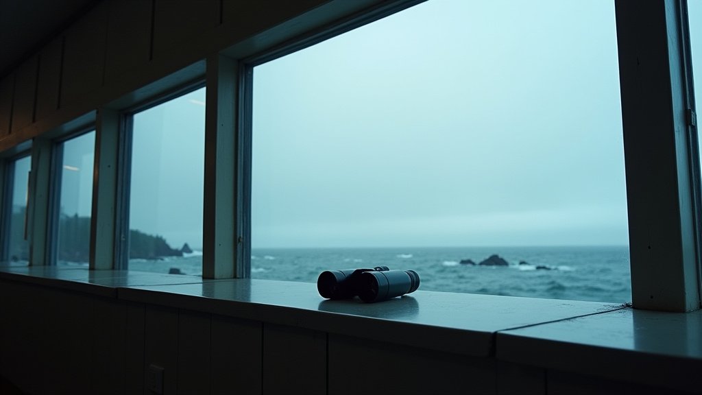 Cinematic wide angle shot of the Oregon coast during Spring Whale Watch Week symbolizing the grand migration of gray whales amidst environmental concerns